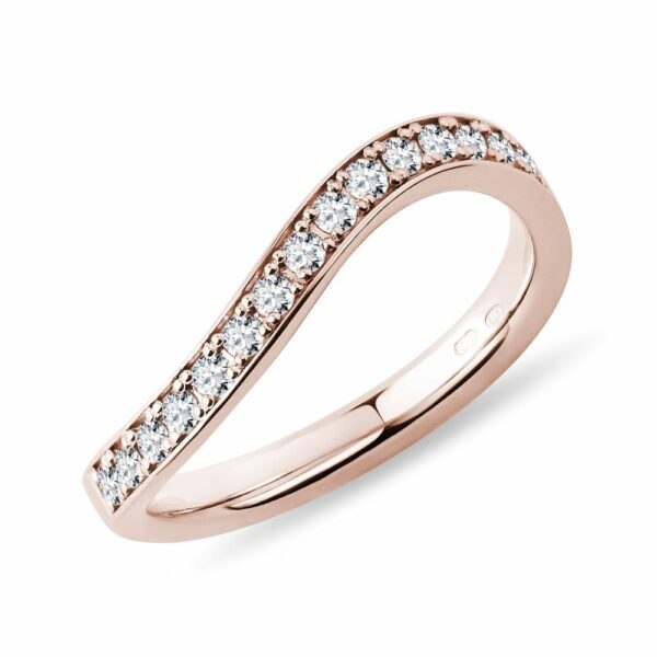 Dámský prsten vlnka s diamanty v růžovém zlatě