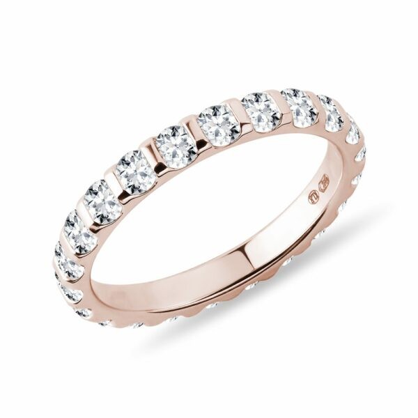 Diamantový snubní prsten eternity v růžovém zlatě