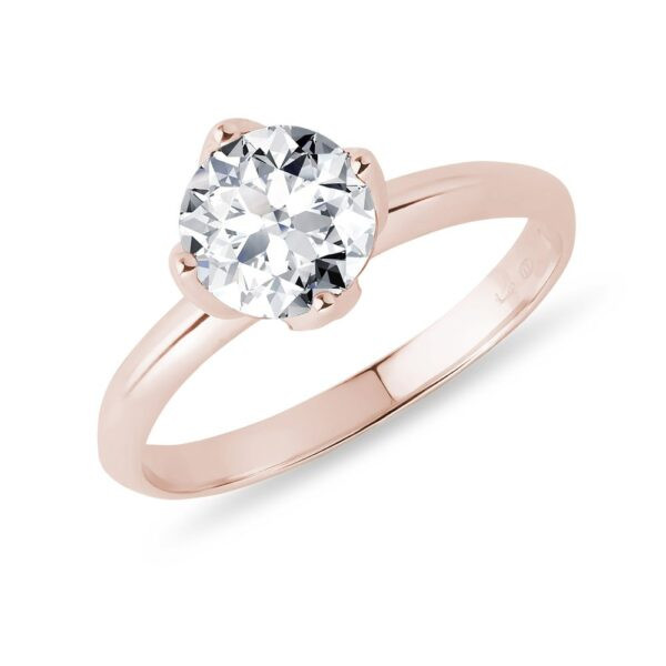 Prsten s 1ct lab grown diamantem v růžovém zlatě