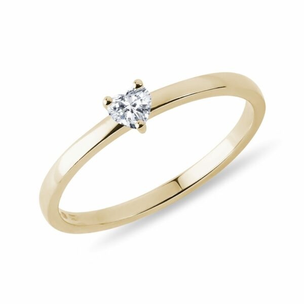 Prsten s diamantem ve tvaru srdce ve žlutém zlatě