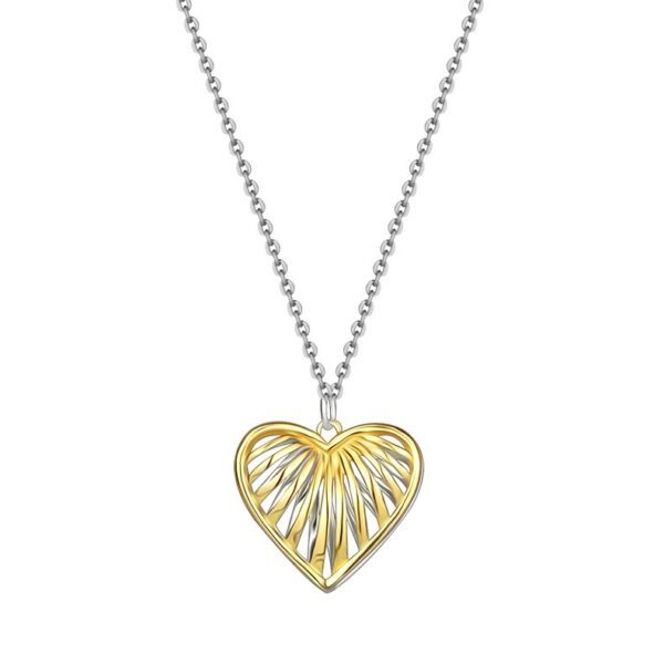 Stříbrný náhrdelník 925 - dvoubarevný přívěsek srdce
