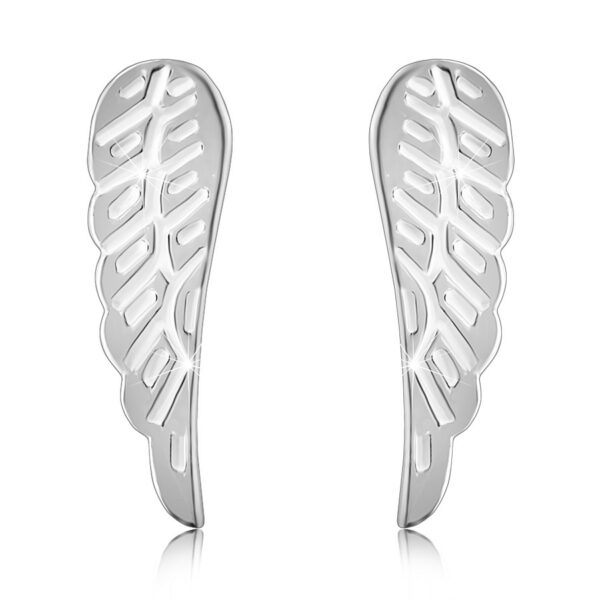 Stříbrné 925 náušnice - andělská křídla s rýhováním