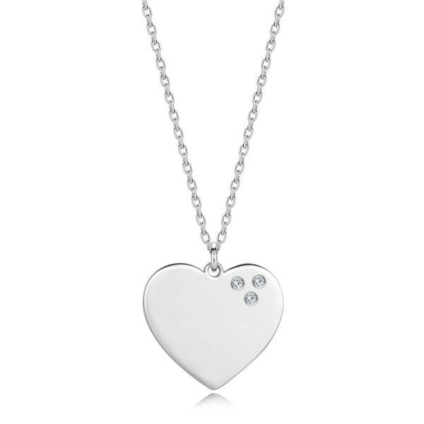 Briliantový náhrdelník ze stříbra 925 - ploché srdce