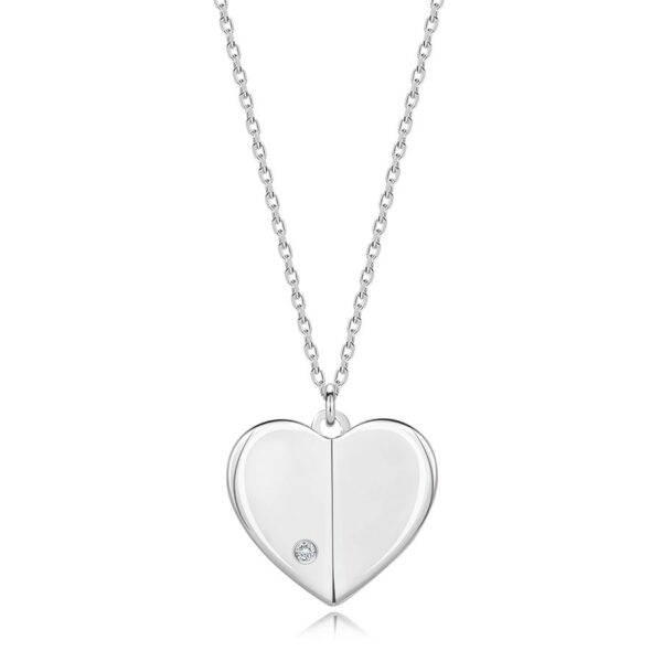 Diamantový náhrdelník ze stříbra 925 - srdce s vyvýšenými boky