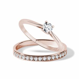Diamantový set zásnubních prstenů v růžovém zlatě