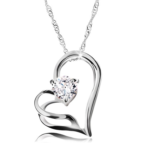 Stříbrný náhrdelník 925 - dvojitý obrys srdce
