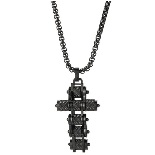 IZMAEL Náhrdelník Chain Cross Černá KP29312