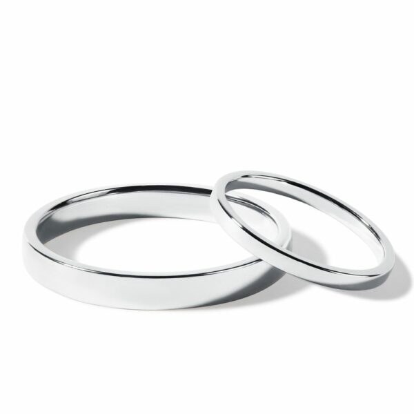 Sada minimalistických snubních prstenů v bílém zlatě