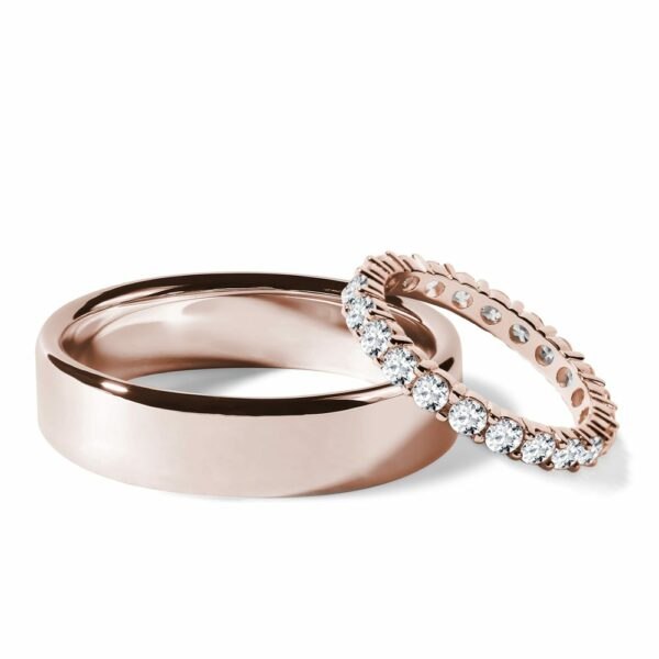 Sada eternity & hladký snubní prsten v růžovém zlatě