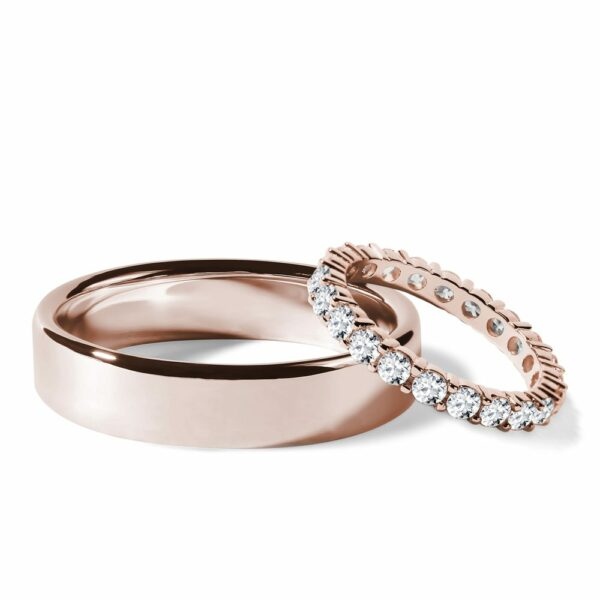 Set eternity & hladký snubní prsten v růžovém zlatě